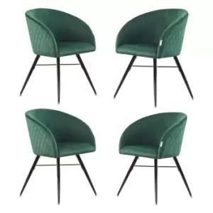 Vittorio LUX Velvet Upholstered Dining Chairs Set of 4 - Green - Green