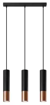 Loopez Triple Hanging Pendant Light Black, Copper GU10