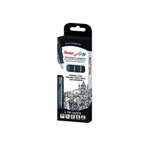 Pentel Pointliner Assorted Sizes Black Pack of 5 YS20P5-A PE05516