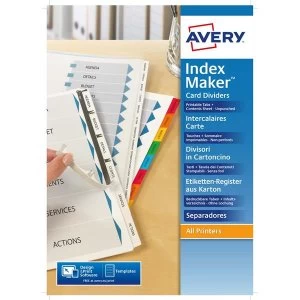 Avery IndexMaker A4 Divider Set Unpunched 5 Part Ref 01814061