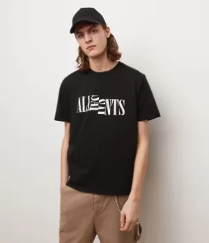 AllSaints Mens Nico Crew T-Shirt, Black, Size: XS