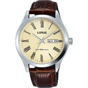 Lorus RXN53DX9 Mens Padded Brown Leather Strap Dress Watch with Prosecco Shaded Dial