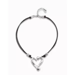 Heart Silver Leather Necklace