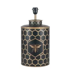 Hand painted Iron Black Honeycomb and Bee Motif Table Lamp Base