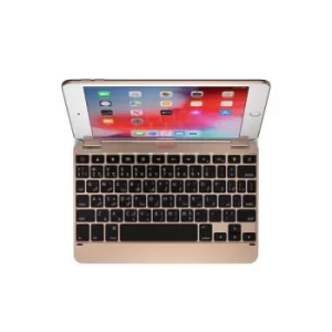 7.9 Inches QWERTY Arabic Bluetooth Wireless Keyboard for iPad Mini 4th 5th Generation Backlit Keys 180 Degree Viewing Angle Gold
