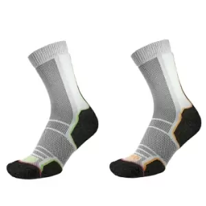 1000 Mile Trek Sock Mens (Twin Pack) (Recycled) Black/Orange+Black/Green Large