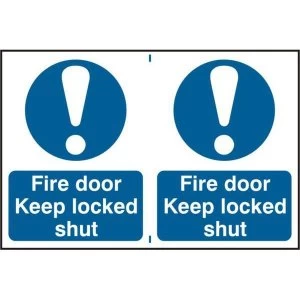 ASEC Fire Door Keep Locked Shut 200mm x 300mm PVC Self Adhesive Sign