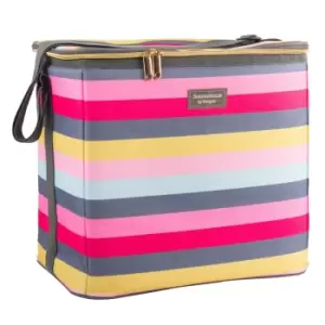 Gardenia Stripe Insulated 20 Litre Family Cool Bag Pink, Yellow and Grey