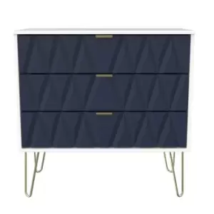 Copenhagen Ready Assembled Three Drawer Chest Blue and White