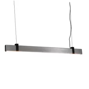Lilt LED Dimmable Straight Bar Pendant Ceiling Light Brushed Steel, 2700K