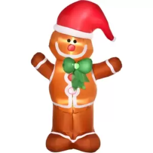 6ft Christmas Inflatable Gingerbread Man & Santa Hat w/ LED Lights - Multi-colored - Homcom