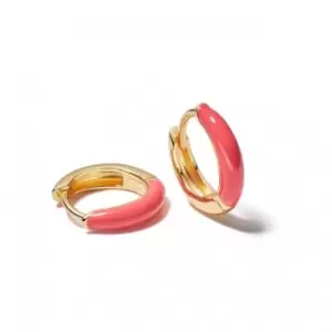 Coral Huggie Hoop 18ct Gold Plated Earrings EE08_GP