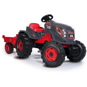 Smoby - Kids Tractor and Trailer Stronger XXL Red and Black - Red