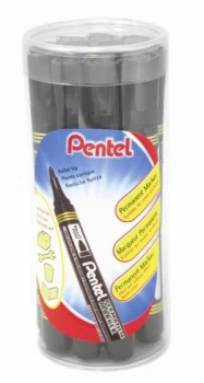 Pentel N850 Perm Bullet Markers Black - 12 Pack