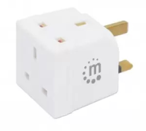 Manhattan UK Double Plug Adaptor, x2 output (2-way), Plug Socket,...