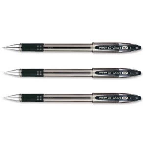 Pilot G-3 Gel Rollerball Pen Refillable Rubber Grip 0.7mm Tip 0.5mm Line Black Pack of 12 Pens