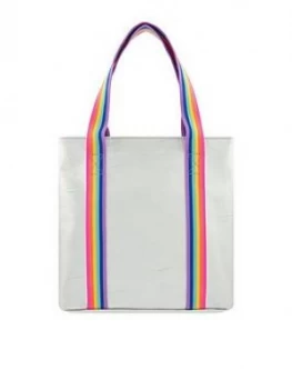 Accessorize Girls Rainbow Stripe Metallic Shopper Bag - Metallics