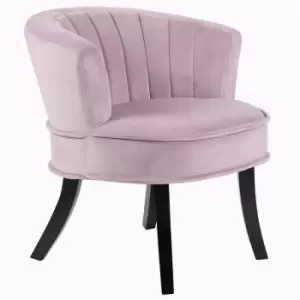 Watsons - clam - Designer Curved Shell Back Accent Occasional Chair - Amethyst - Amethyst Pink / Dark Stain Legs