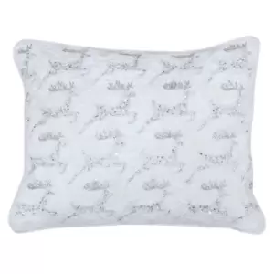 Riva Home Leaping Reindeer Cushion Cover (35 x 50cm) (White)