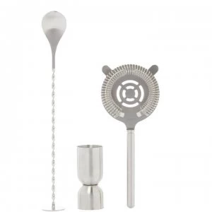 Linea Cocktail Collection 3 Piece Tool Gift Set - Silver
