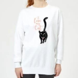 Candlelight I Love My Cat Black Cat Womens Sweatshirt - White - 5XL