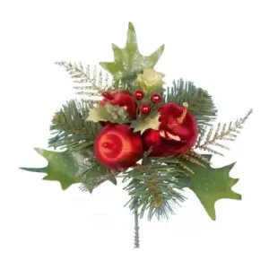Premier Holly and Apple Plastic Pick Christmas Decoration (One Size) (Green/Red) - Green/Red
