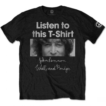 John Lennon - Listen Lady Mens Medium T-Shirt - Black
