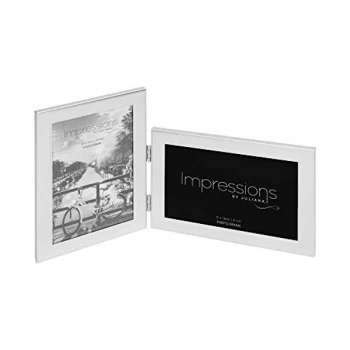 4" x 6" - IMPRESSIONS? Hinged Silver Double Photo Frame