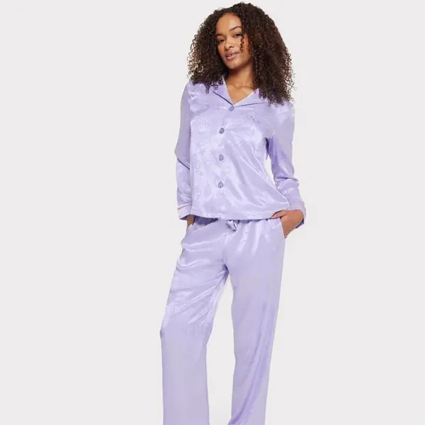 CHELSEA PEERS ChelsP Lux PJ Ld42 Long Sleeve Pyjama Sets 10 (S) Purple 42104024350