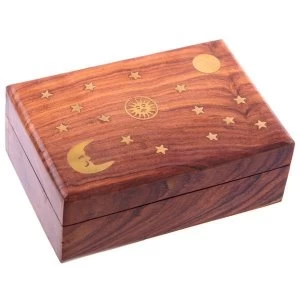 Sheesham Wood Trinket Box with Stars and Moon