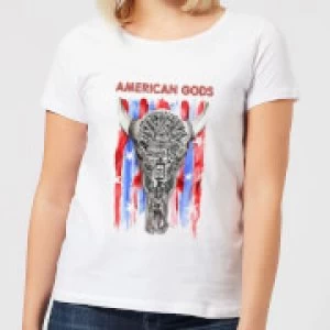 American Gods Skull Flag Womens T-Shirt - White