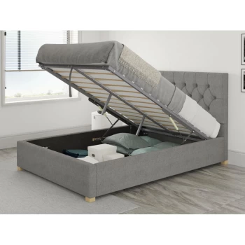 Olivier Ottoman Upholstered Bed, Eire Linen, Grey - Ottoman Bed Size Double (135x190)