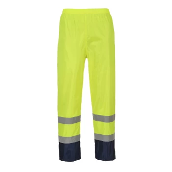 Classic Hi Vis Contrast Rain Trousers Yellow / Navy XL