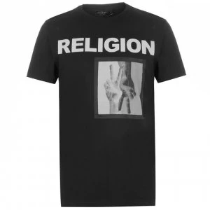 Religion Mens Up Down T-Shirt - BLACK