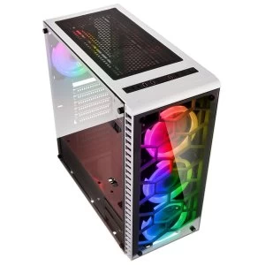Kolink Observatory Midi Tower RGB Gaming Case - White Tempered Glass Window