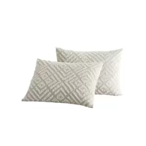 Peri Home Clipped Diamonds Standard Pillowcase, Linen