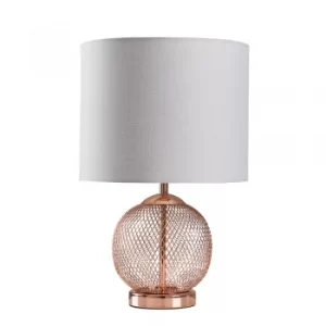 Regina Copper Touch Table Lamp with Cool Grey Reni Shade