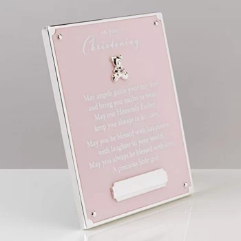 Bambino Pink 'On Your Christening' Plaque - Engraving Plate