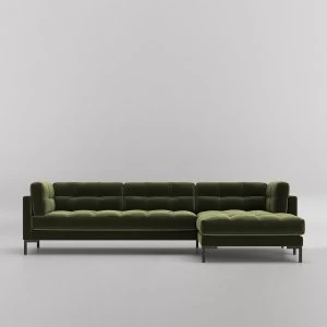 Swoon Landau Velvet Corner Sofa - Right Hand Side - Corner Sofa - Fern