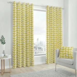 Fusion Delft Fully Lined Eyelet Curtains - Ochre