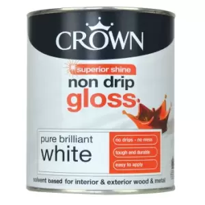 Crown Pure Brilliant White - Non Drip Gloss Paint - 750ml