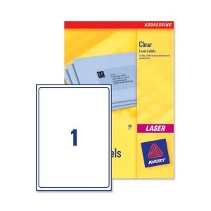 Avery L7567-25 Shipping Laser Labels 210 x 297mm Clear Pack of 25 Labels