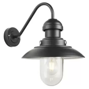 Endon Collection Lighting - Endon Hereford Traditional Outdoor Dome Wall Light Matt Black Glass Shade, IP44