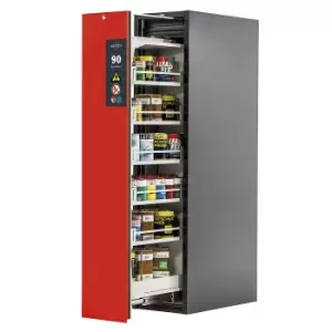 Type 90 Safety Storage Cabinet V-MOVE-90 Model V90.196.045.VDAC:0013 in Traffic Red RAL 3020 with 5X Tray Shelf (Standard) (Sheet Steel)