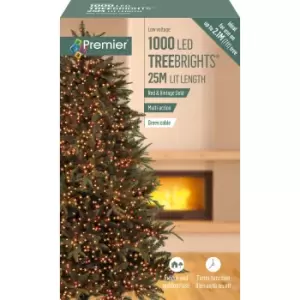 Premier Decorations 1000 Multi Action LED Treebrights Timer Vintage Gold With Red Mix