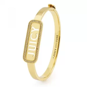 Ladies Juicy Couture Gold Plated Juicy Tags Hinged Bangle