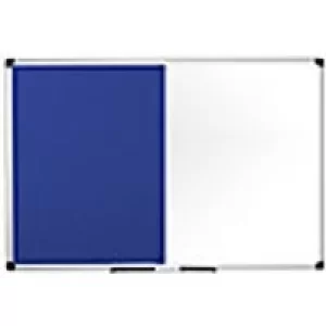 Bi-Office Wall Mounted Combi Board 1800 x 1200mm Blue Maya with Felt and Magnetic Steel Surface