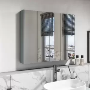 Light Grey Mirrored Wall Bathroom Cabinet 800 x 650mm - Pendle