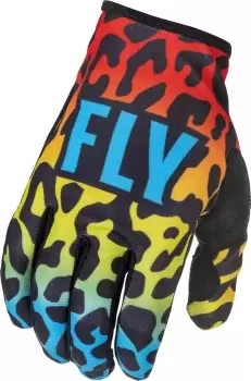 Fly Racing Lite Spotted Motocross Gloves, red-blue-yellow, Size 2XL, red-blue-yellow, Size 2XL
