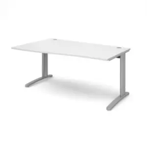 Office Desk Left Hand Wave Desk 1600mm White Top With Silver Frame TR10
